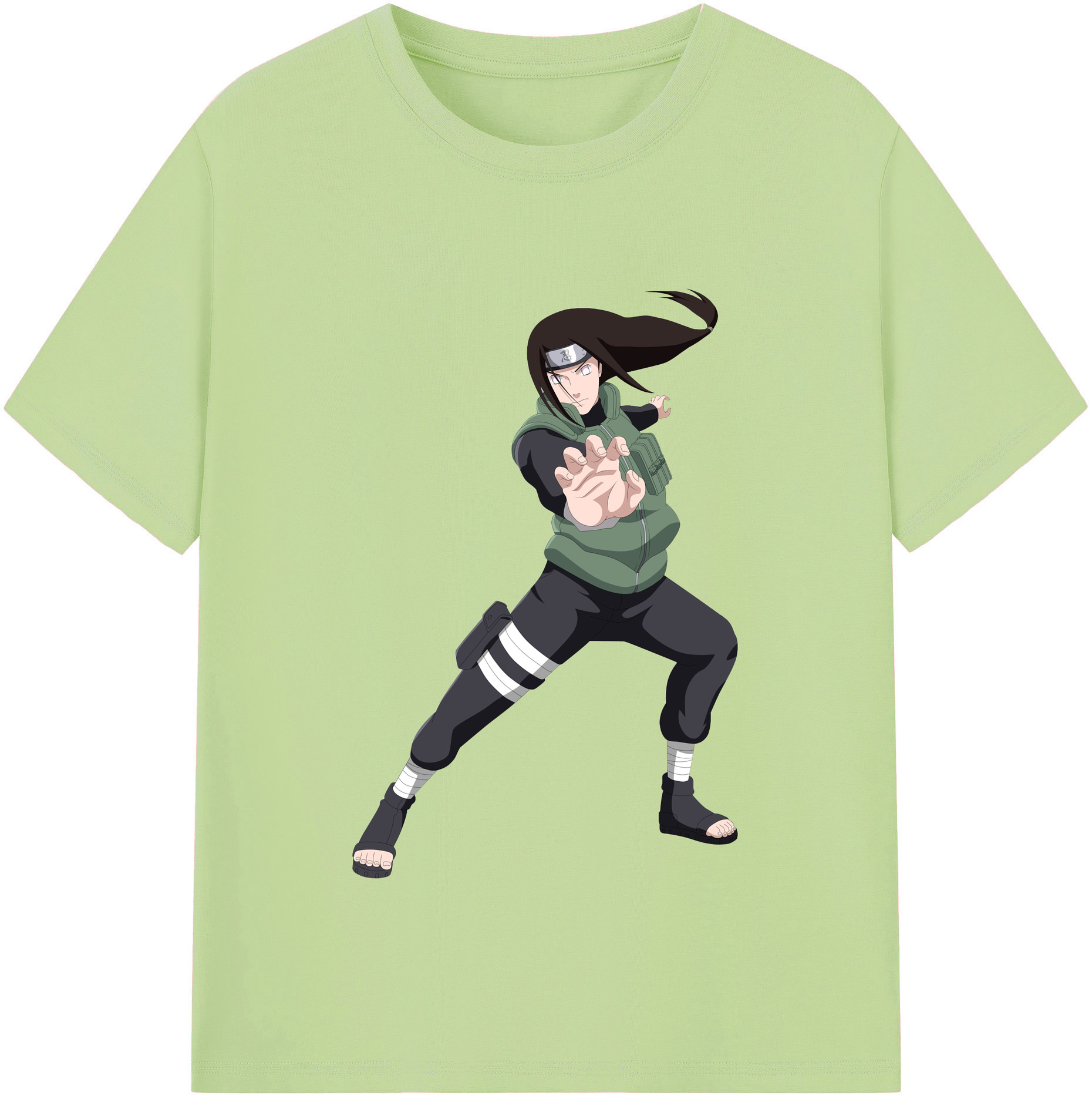 （画像用） NARUTO -ナルト- 日向ネジ Hyūga Neji 綿100％半袖Tシャツ（フロントプリント）